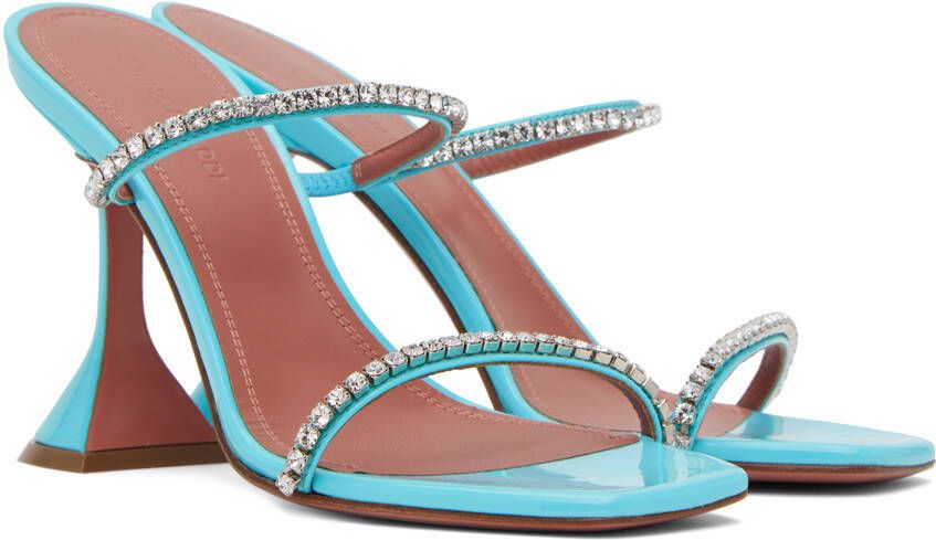 Amina Muaddi Blue Gilda Slipper 95 Heeled Sandals