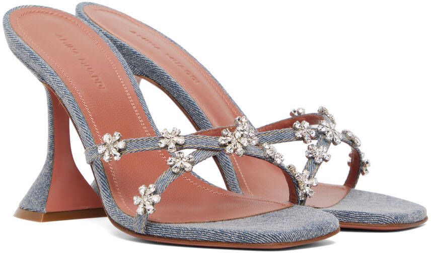 Amina Muaddi Blue Lily Heeled Sandals