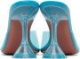 Amina Muaddi Blue Lupita Glass 95 Slipper Heeled Sandals - Thumbnail 2