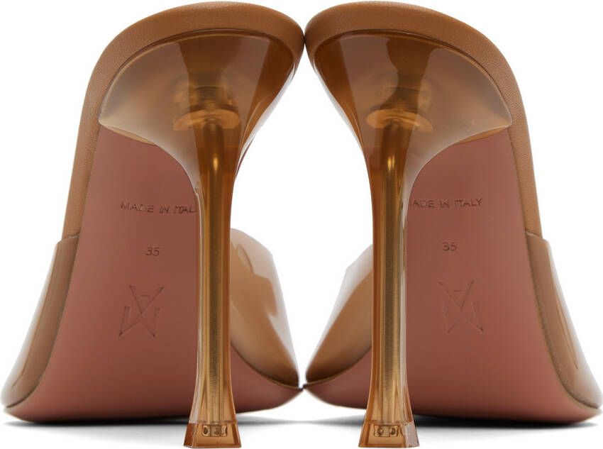Amina Muaddi Brown Alexa Glass Slipper 105 Heeled Sandals