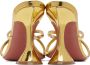 Amina Muaddi Gold Henson Cross Slipper Heeled Sandals - Thumbnail 2