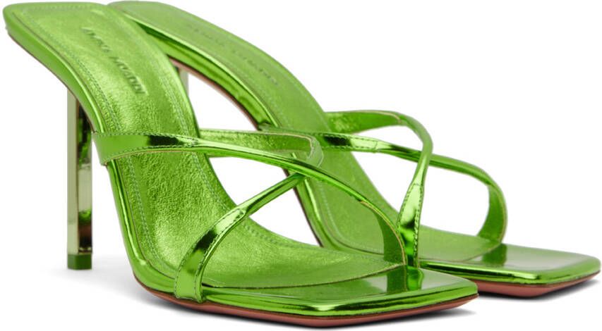 Amina Muaddi Green Adriana Heeled Sandals