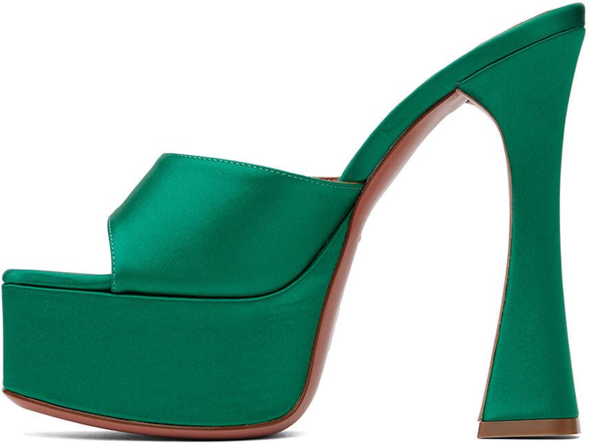 Amina Muaddi Green Dalida Heeled Sandals
