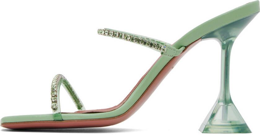 Amina Muaddi Green Gilda Slipper 95 Heeled Sandals