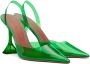Amina Muaddi Green Holli Glass Sling Heels - Thumbnail 4