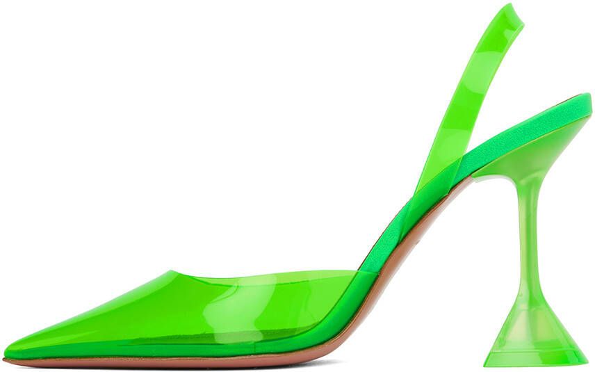 Amina Muaddi Green Holli Glass Sling Heels