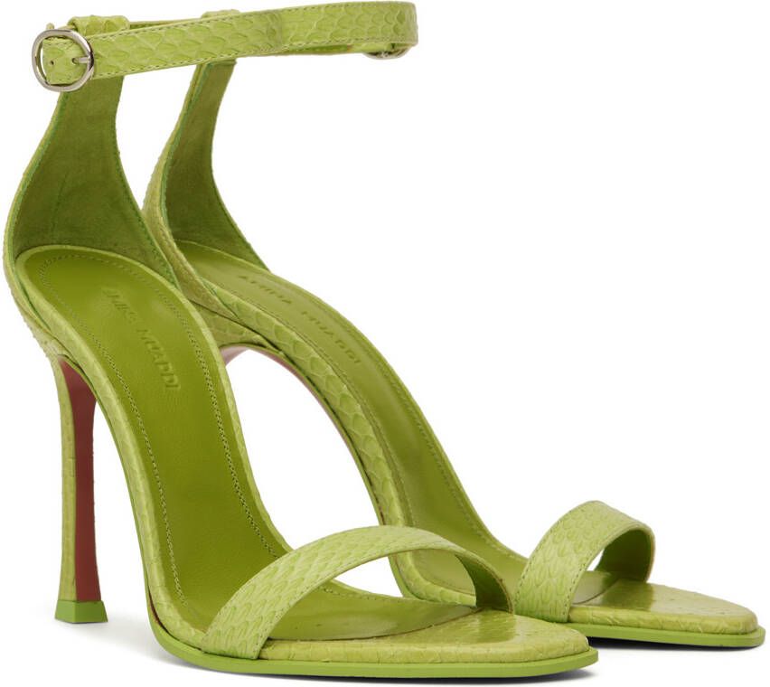 Amina Muaddi Green Kim Heeled Sandals