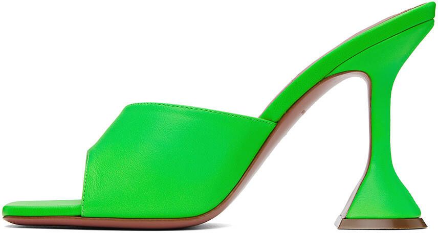 Amina Muaddi Green Lupita Slipper Heeled Sandals