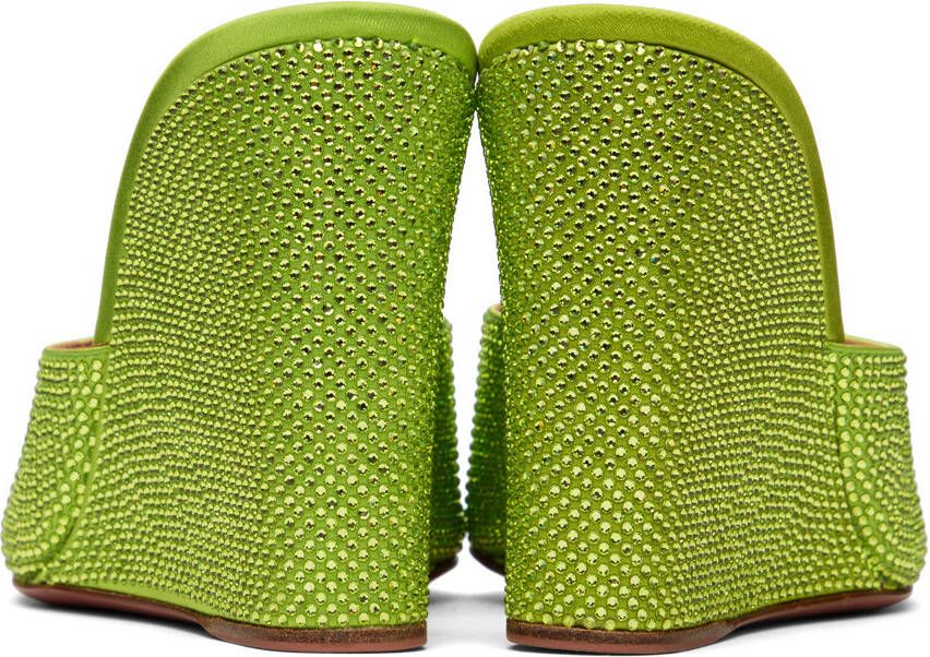 Amina Muaddi Green Lupita Wedge Sandals