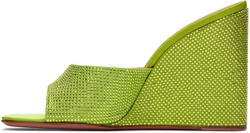 Amina Muaddi Green Lupita Wedge Sandals