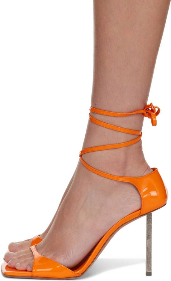 Amina Muaddi Orange Hailey Heeled Sandals