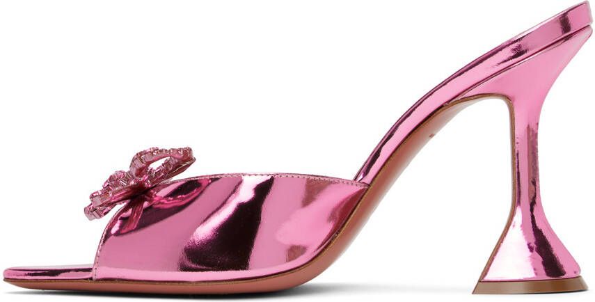 Amina Muaddi Pink Rosie Slipper Heeled Sandals