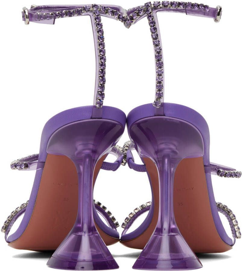 Amina Muaddi Purple Gilda Glass Heeled Sandals