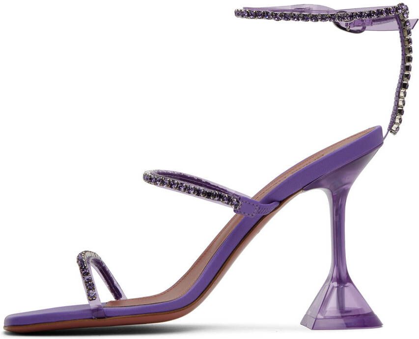 Amina Muaddi Purple Gilda Glass Heeled Sandals