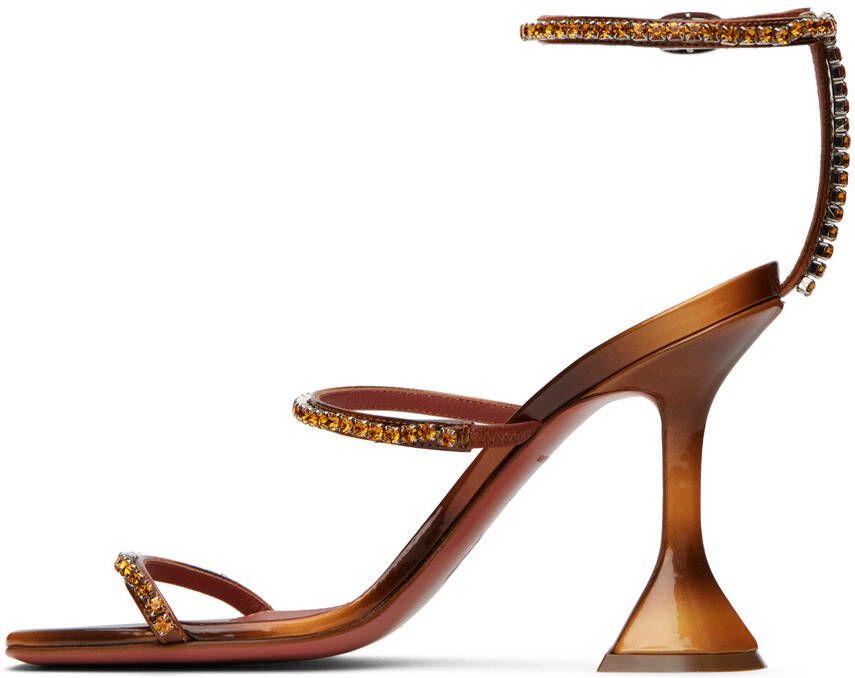 Amina Muaddi Tan Gilda Heeled Sandals