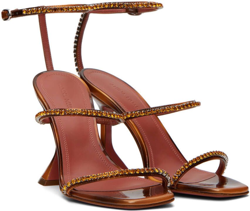 Amina Muaddi Tan Gilda Heeled Sandals