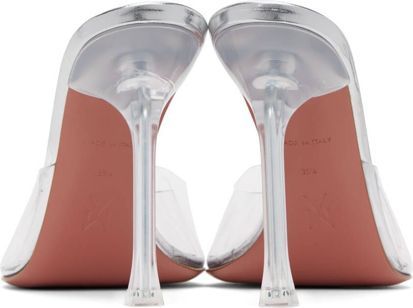 Amina Muaddi Transparent Alexa Glass 105 Slipper Heeled Sandals