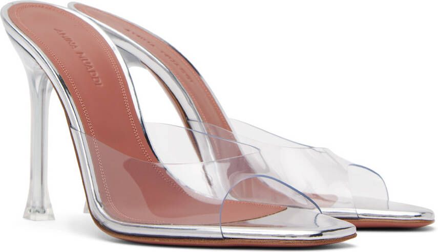 Amina Muaddi Transparent Alexa Glass 105 Slipper Heeled Sandals