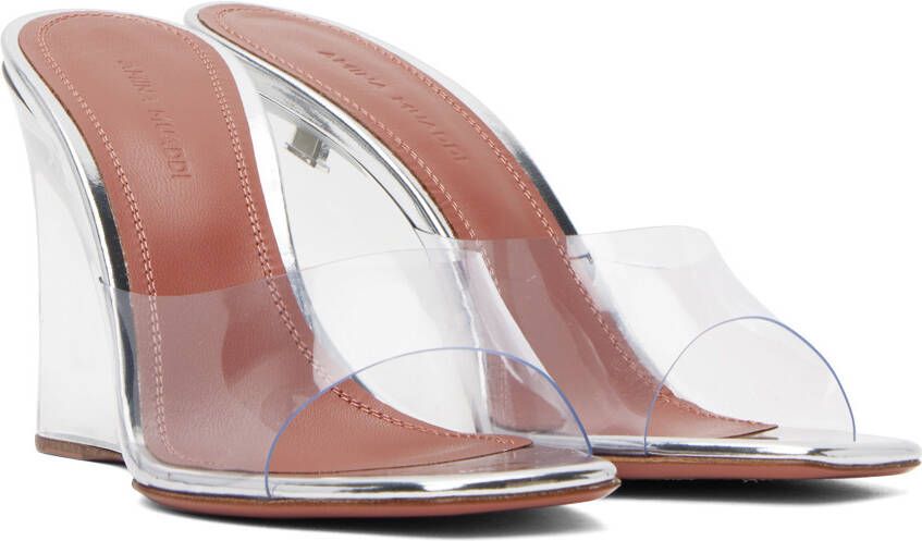 Amina Muaddi Transparent Lupita Glass Wedge Heeled Sandals