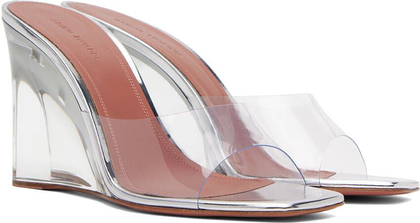 Amina Muaddi Transparent Lupita Glass Wedge Slippers