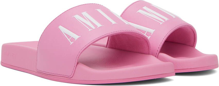 AMIRI Kids Pink Logo Pool Slides