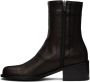 AMOMENTO Black Leather Ankle Boots - Thumbnail 3