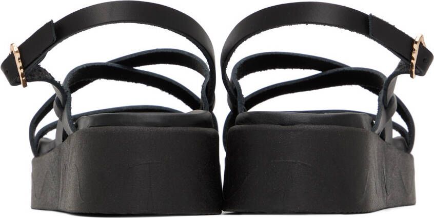 Ancient Greek Sandals Black Silia Sandals