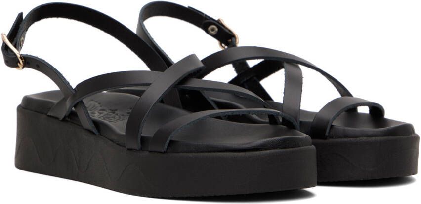 Ancient Greek Sandals Black Silia Sandals