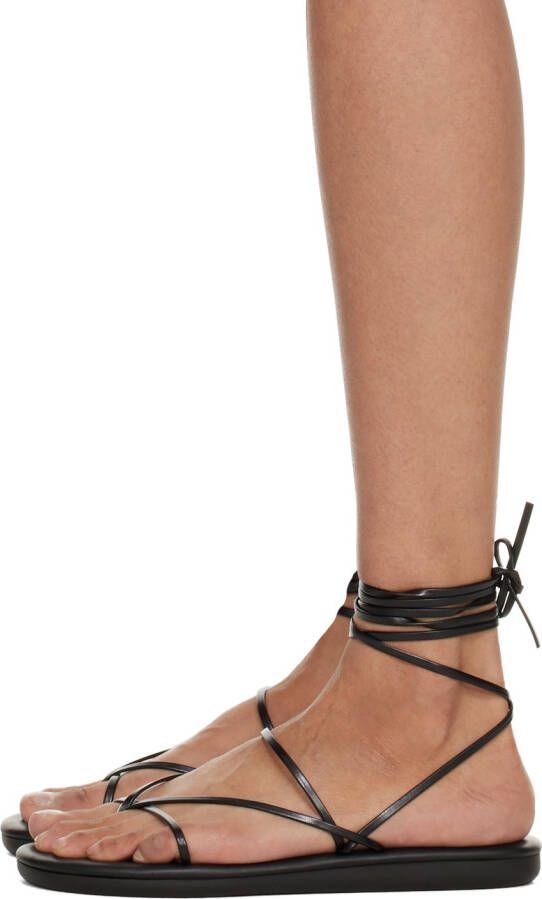 Ancient Greek Sandals Black String Flip Flops