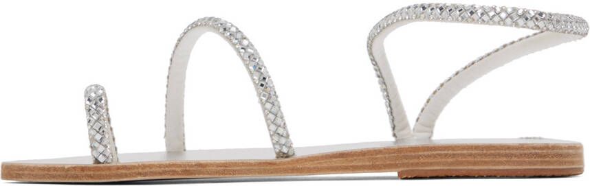 Ancient Greek Sandals Silver Apli Eleftheria Crystals Sandals