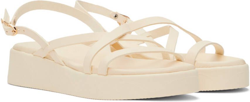 Ancient Greek Sandals White Silia Flat Sandals
