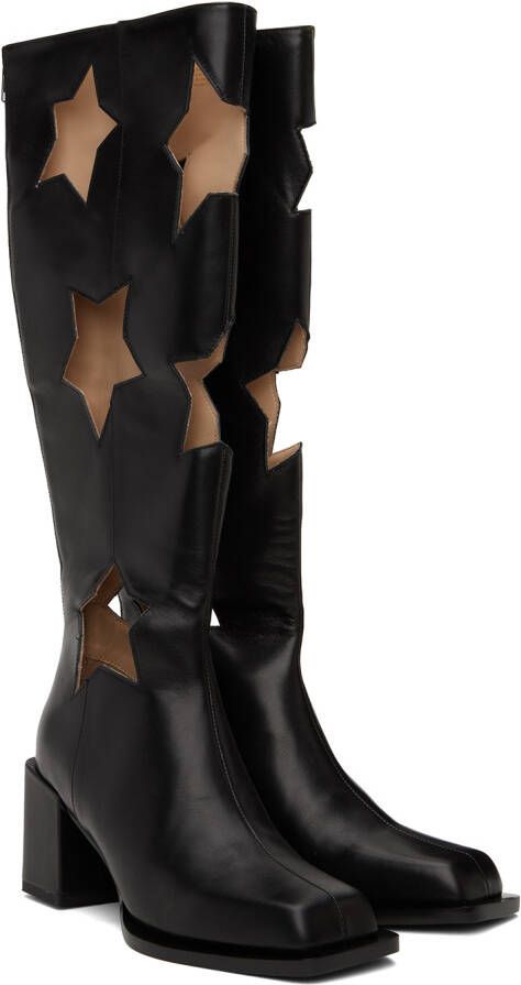 ANDREJ GRONAU SSENSE Exclusive Black Star Cut Boots