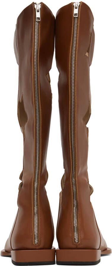 ANDREJ GRONAU SSENSE Exclusive Brown Star Cut Boots