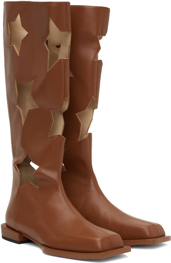 ANDREJ GRONAU SSENSE Exclusive Brown Star Cut Boots
