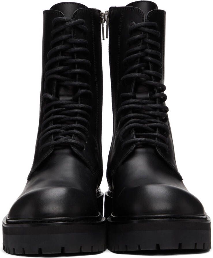 Ann Demeulemeester Black Buckle Lace-Up Boots