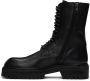 Ann Demeulemeester Black Buckle Lace-Up Boots - Thumbnail 3