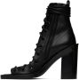 Ann Demeulemeester Black Lace-Up Heeled Sandals - Thumbnail 3
