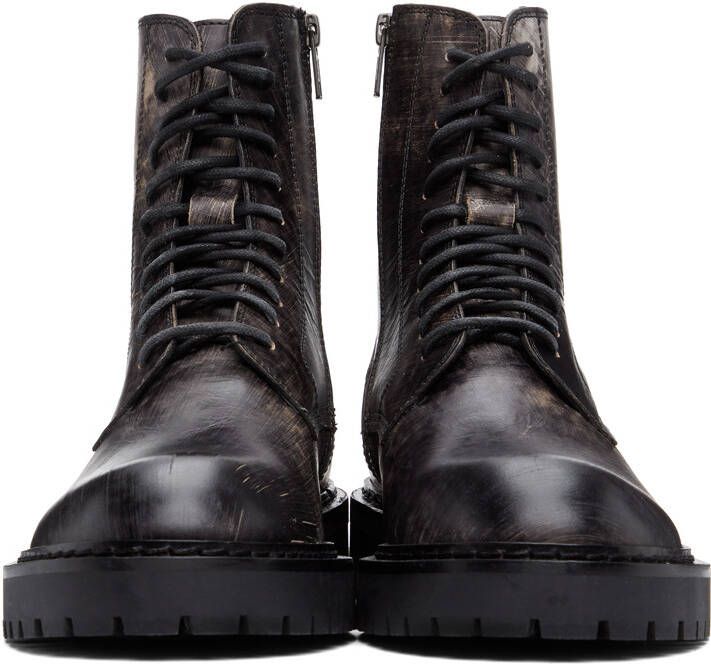Ann Demeulemeester SSENSE Exclusive Black Distressed Tucson Lace-Up Boots