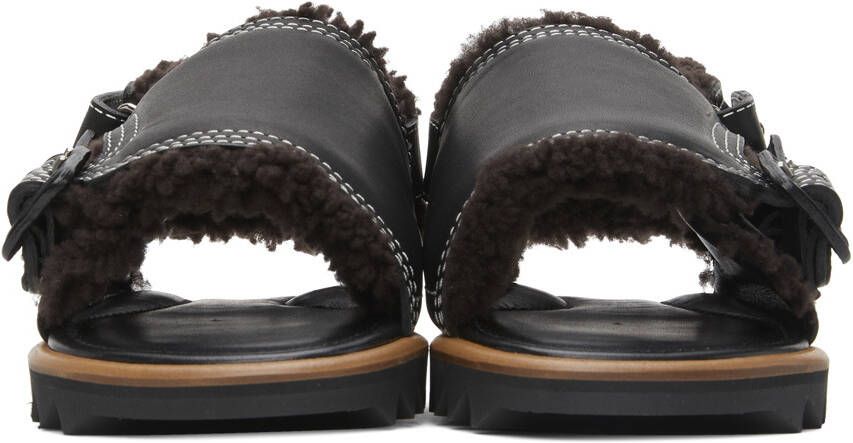 AURALEE Black Mouton Sandals