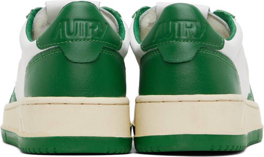 AUTRY Green & White Medalist Low Sneakers