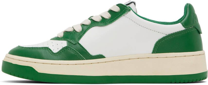 AUTRY Green & White Medalist Low Sneakers