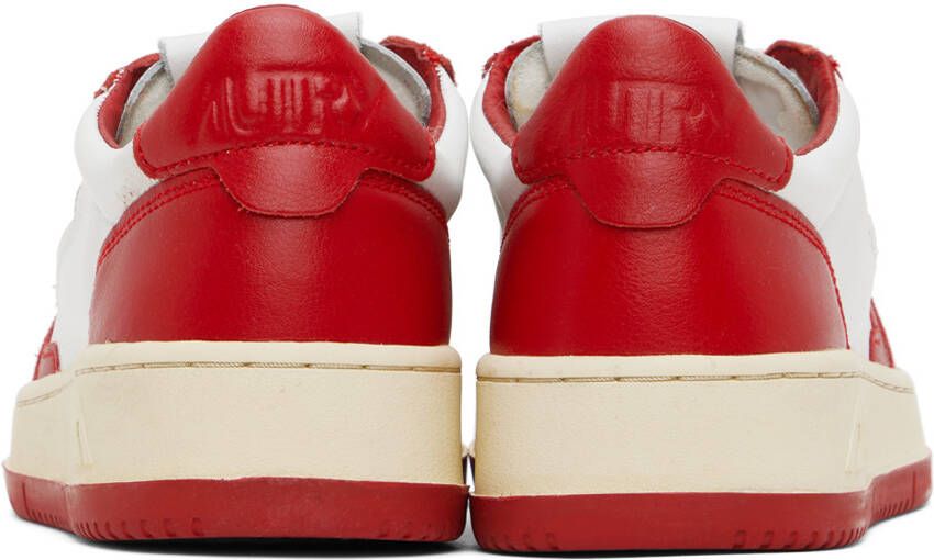 AUTRY Red & White Medalist Low Sneakers