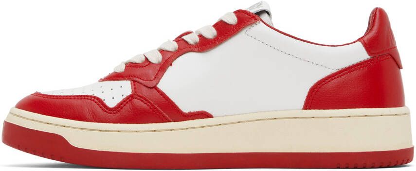 AUTRY Red & White Medalist Low Sneakers