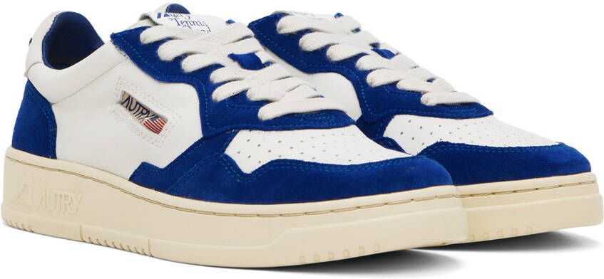 AUTRY White & Navy Open Low Sneakers