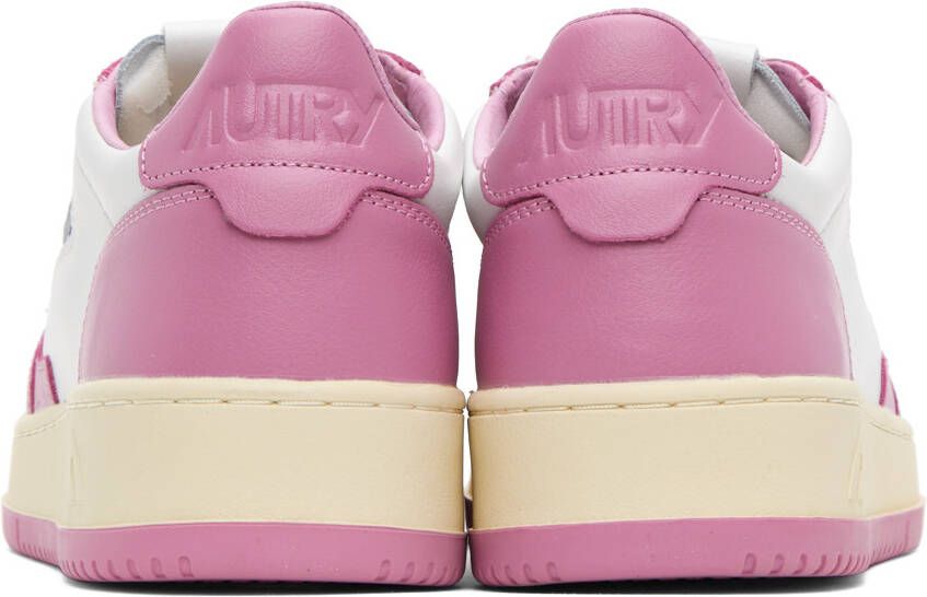 AUTRY White & Pink Medalist Low Sneakers