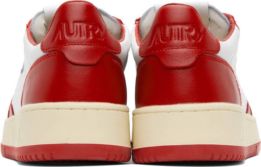 AUTRY White & Red Medalist Low Sneakers