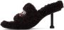 Balenciaga Black Furry 80mm Heeled Sandals - Thumbnail 3