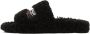 Balenciaga Black Furry Slide Sandals - Thumbnail 3