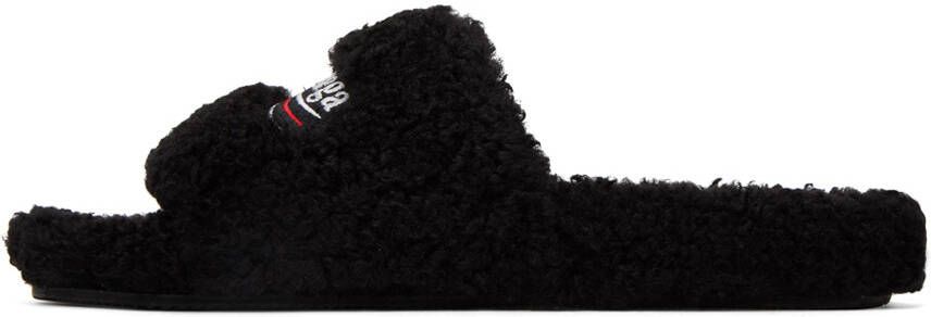 Balenciaga Black Furry Slides