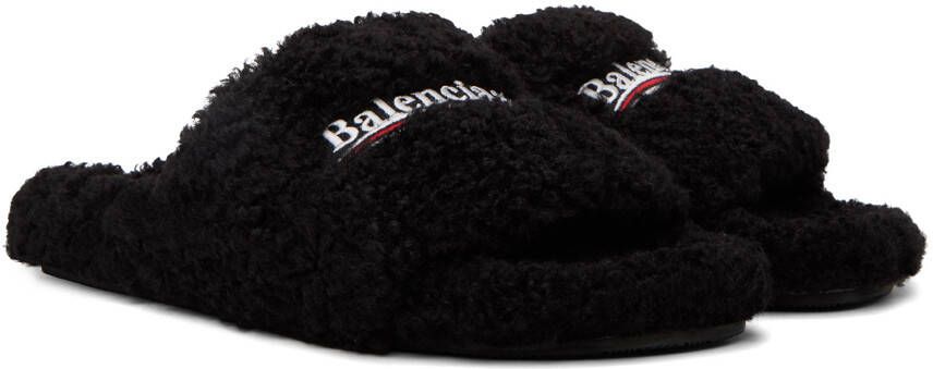 Balenciaga Black Furry Slides